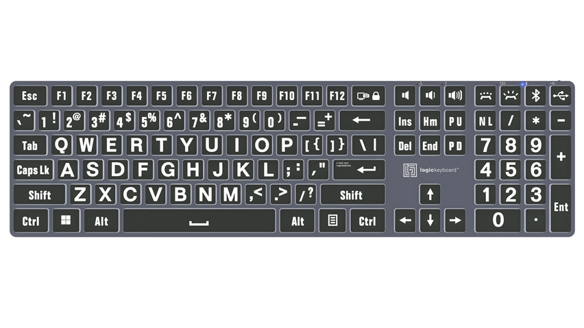 Large Print - White on Black<br>TITAN Slimline Keyboard – Windows<br>